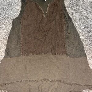 XCVI Wearables Women's Green Sleeveless 100% LINEN Tank Top Shirt Sz XS